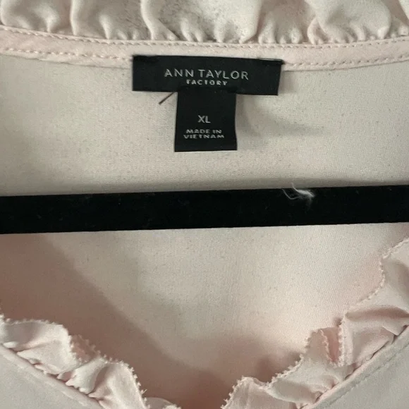 Ann Taylor Blush Ruffle V-Neck Blouse - Picture 3 of 3